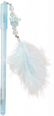 Ручка гелевая Лідер Канц Перо марабу звездочка на подвеске бирюзовый 203 
