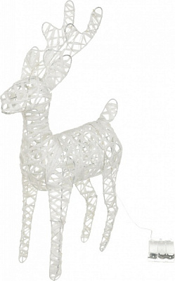 Декоративна фігура у формі оленя білого кольору вбудований світлодіод (LED) 40 ламп 24 см