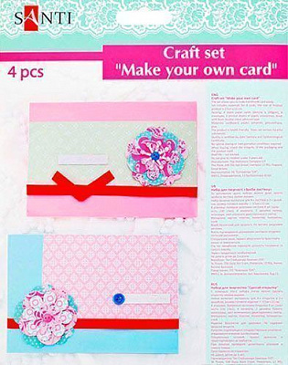 Набор для творчества Сделай открытку Цветы розово-голубые 12х17 см 4 шт 