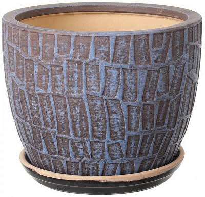 Горшок Viet Thanh Ceramic с блюдцем кладка 29х23 см VT.11558-1 круглый коричневый 