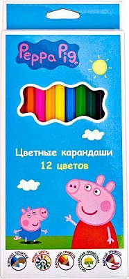 Олівці кольорові Peppa Pig, 12 шт.