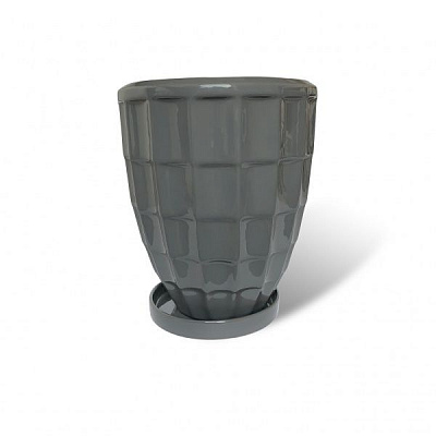 Горщик керамічний Резон фігурний 1,7л сірий