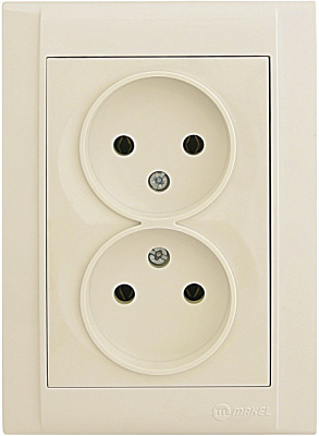 Розетка подвійна без заземлення Makel Defne без шторок кремовий 42010017