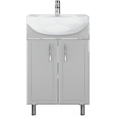 Тумба напольная Water House Прайм 55 МДФ серый глянец под умывальник Солас 55