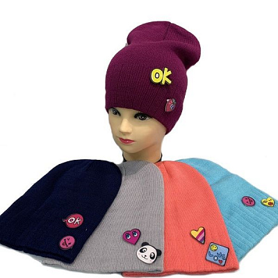 Шапка для девочек р.50-52 серый 770 