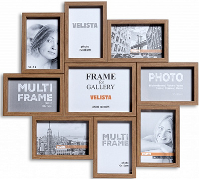 Коллаж Velista 8х10х15 и 1х13х18 см 9 фото неформат см орех 