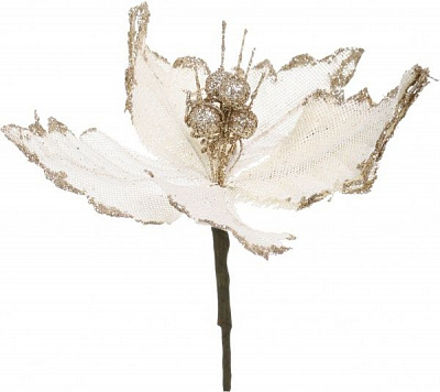 Декорация новогодняя Пуансеттия с ободком 20 см