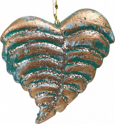 Елочная игрушка Листок бирюзовый 13x12,5x3 см SD019-34 