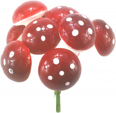 Декорація новорічна Meizhou Huafu Trading для творчості Грибочки червоний 3,5 см W20-HDP73537