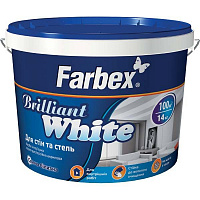Фарба акрилова водоемульсійна Farbex Brilliant Whit мат білий 14кг 