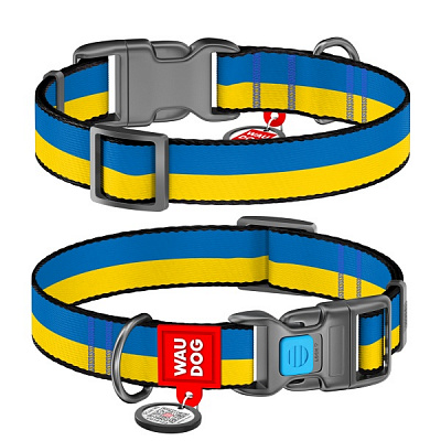 Ошейник WAUDOG Nylon c QR-паспортом Colors of freedom L (4503-4020)