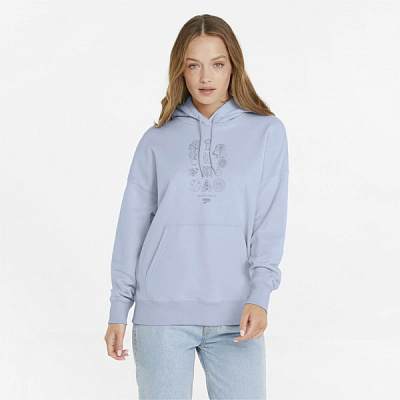Джемпер Puma Downtown Relaxed Graphic Hoodie TR 53358321 р. XS голубой