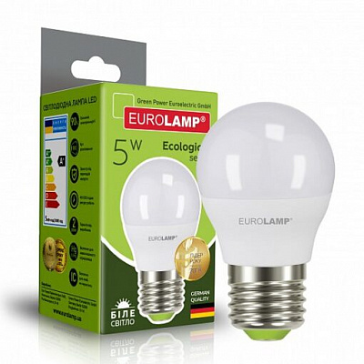 Лампа світлодіодна Eurolamp 5 Вт G45 E27 175 В 4000 К LED-G45-05274(P)