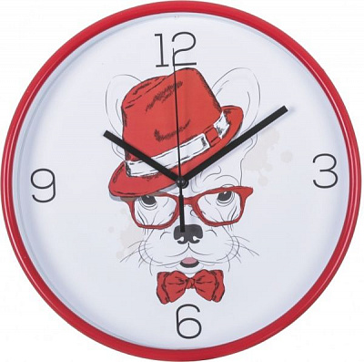 Годинник настінний скло, пластик, червоний, циферблат білий, 25,5x4,3 см EG6910B-YP233