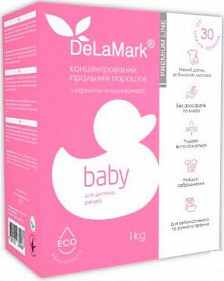 Стиральный порошок для машинной и ручной стирки DeLaMark для детских вещей с эффектом кондиционера 1 кг