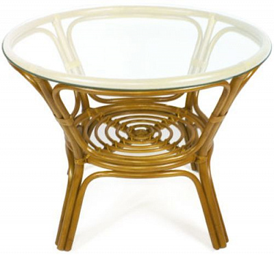 Стіл Cruzo кавовий Онікс з натурального ротанга 100x100 см коричневий