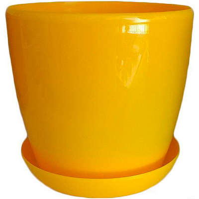 Горщик пластиковий Омела Омела Глянець 3,3 літра круглий 3,3л темно-жовтий