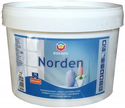 Эмаль Eskaro акриловая Norden 70 белый полуглянец 2,7л