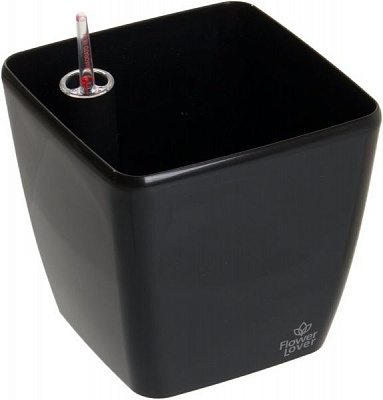 Горщик пластиковий Plastkon Flower Lover Quadrato квадратний 5,5 л чорний