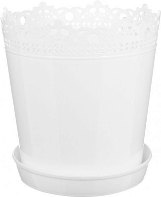 Горшок пластиковый Алеана Ришелье круглый 0,9л белый (А3798С-045) 