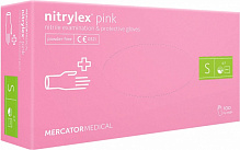 Рукавички медичні Mercator Medical Nitrylex Pink нітрилові нестерильні неприпудренні S рожеві 100 шт./уп.