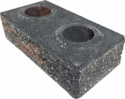 Цегла гіперпресована LEGO-FASAD колота кутова червоно-чорна