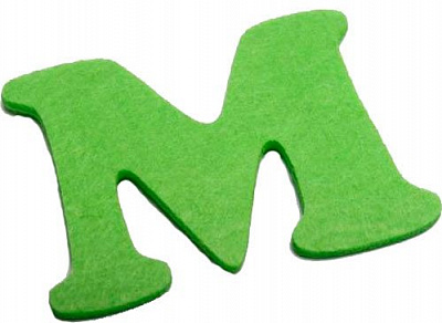 Буква М из фетра салатовый 2 мм, 10 см
