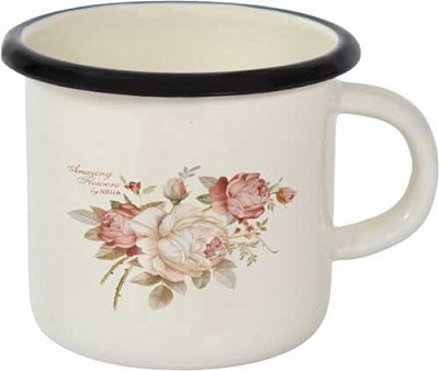 Кружка эмалированная 0,5 л Роза Idilia