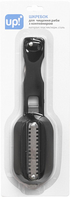 Скребок для очистки рыбы UP! (Underprice) с контейнером черный пластик/нержавеющая сталь