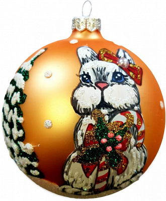 Шар новогодний Юріта Кролик Символ 2023 года d 110 мм золотой 100497M