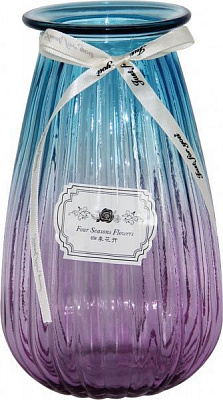 Ваза стеклянная сине-розовая Crystal Rose 19 см YIWU