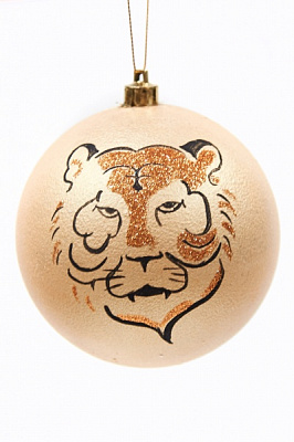 Куля новорічна Тигр 100 мм золотий