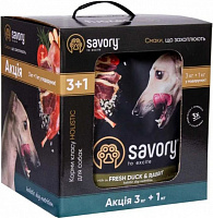 Корм сухой для всех пород Savory (3 + 1) кролик и утка 4 кг