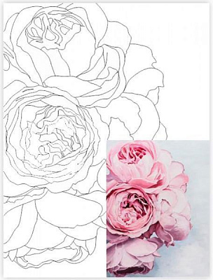 Холст на картоне с контуром Натюрморт №29 30x40 см 220 г/м² акрил , Роса