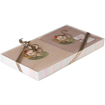 Набір рушників Karna Woldi бежевий/коричневий 2 шт