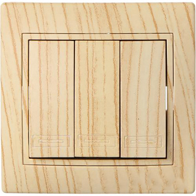 Выключатель трехклавишный Lezard Mira без подсветки 10 А 220В дуб беленый матовый 701-5252-109