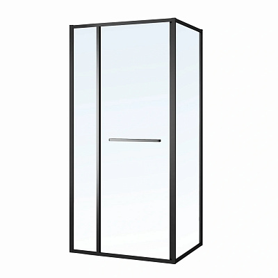 Душевое ограждение VOLLE CRUZE 90*90*200см, тип дверей COME IN, черный профиль, прозрачное стекло