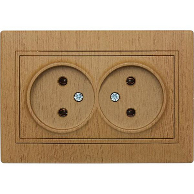 Розетка подвійна без заземлення Lezard Mira дуб матовий 701-5151-128B