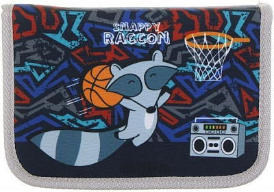 Пенал школьный на замке 21x13,5x4 см Snappy Raccon серый