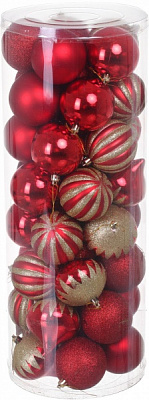 Набір ялинкових куль в асортименті (EPI-N4/8016AB+G8008BS+8008Y+80 d 80 мм 51 шт./уп.