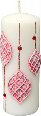 Свічка Циліндр декоративна Аплікація 70х150 червона Pako-If