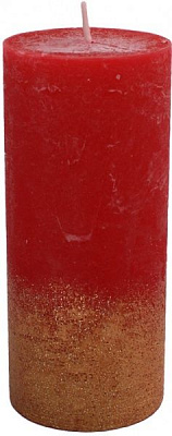 Свічка Циліндр C07*15/1-3.0-9.2 омбре червона в золоті Candy Light