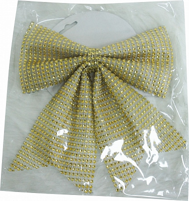 Декорация бант блестящий 19х24 см золото T22-08-26