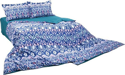 Комплект постельного белья Ornaments семейный синий с бирюзовым 