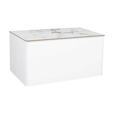 Тумба подвесная Aqua Rodos KIOTO (белый мат) со столешницей керамогранит Loreal Blue 80 см