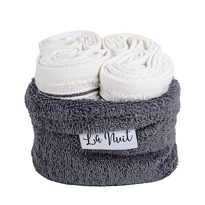 Набір рушників махрових Корзинка 30x40 см сірий/білий La Nuit