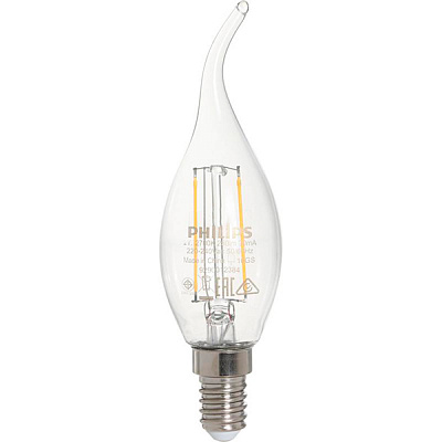 Лампа светодиодная Philips LED Fila 2.3 Вт E14 WW BA35 ND 1CN APR 929001180307