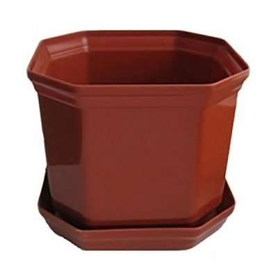 Горщик Дама з підставкою теракотовий