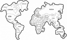 Картина Карта мира белая 80x140 см 