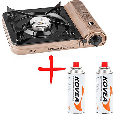 Плитка газова Kovea KGR-3500 + газовий балон Kovea KGF-0220 2 шт
